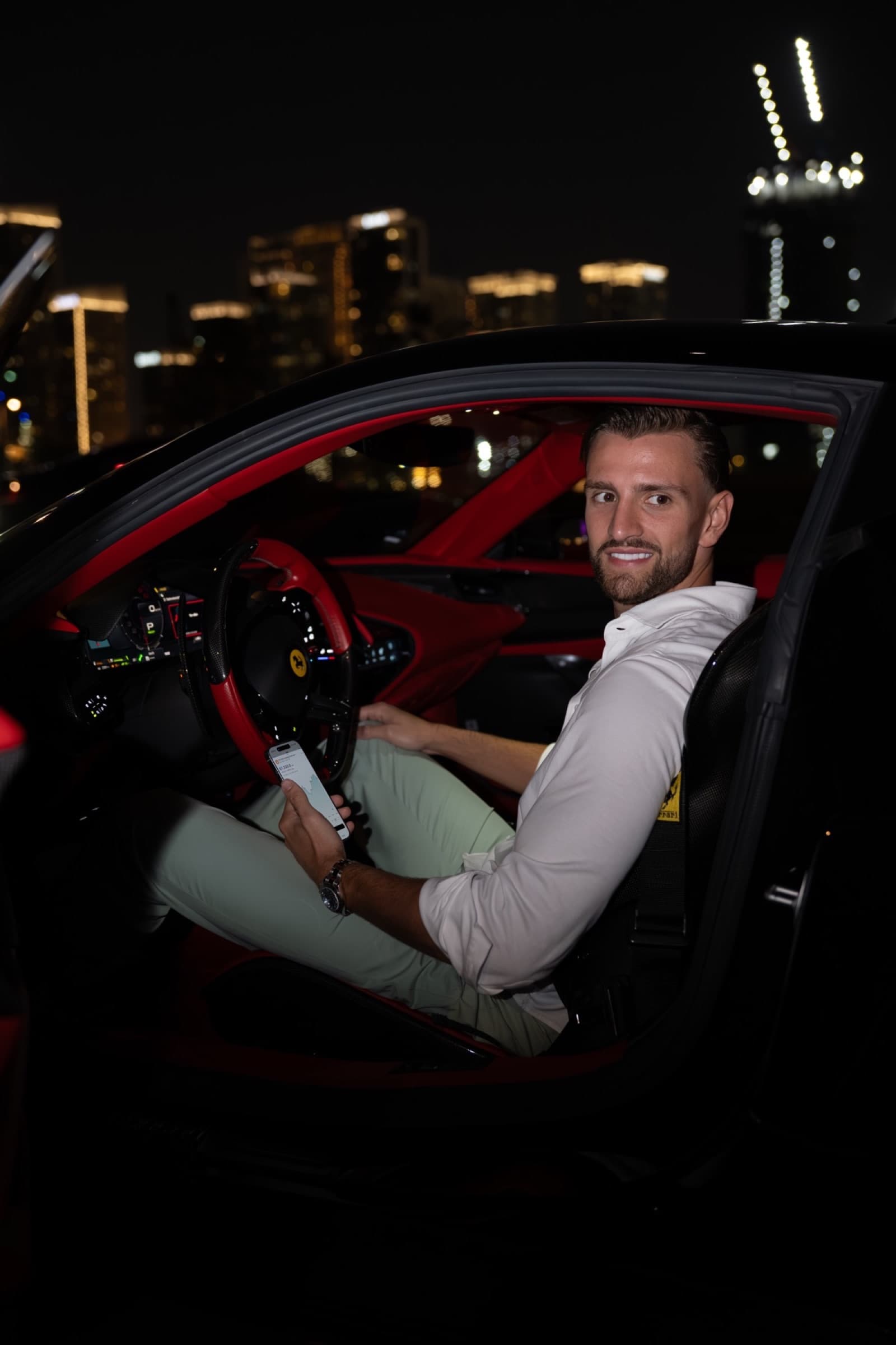 Kilian Kropiunik inside his Ferrari, shot by Lubo Stoev