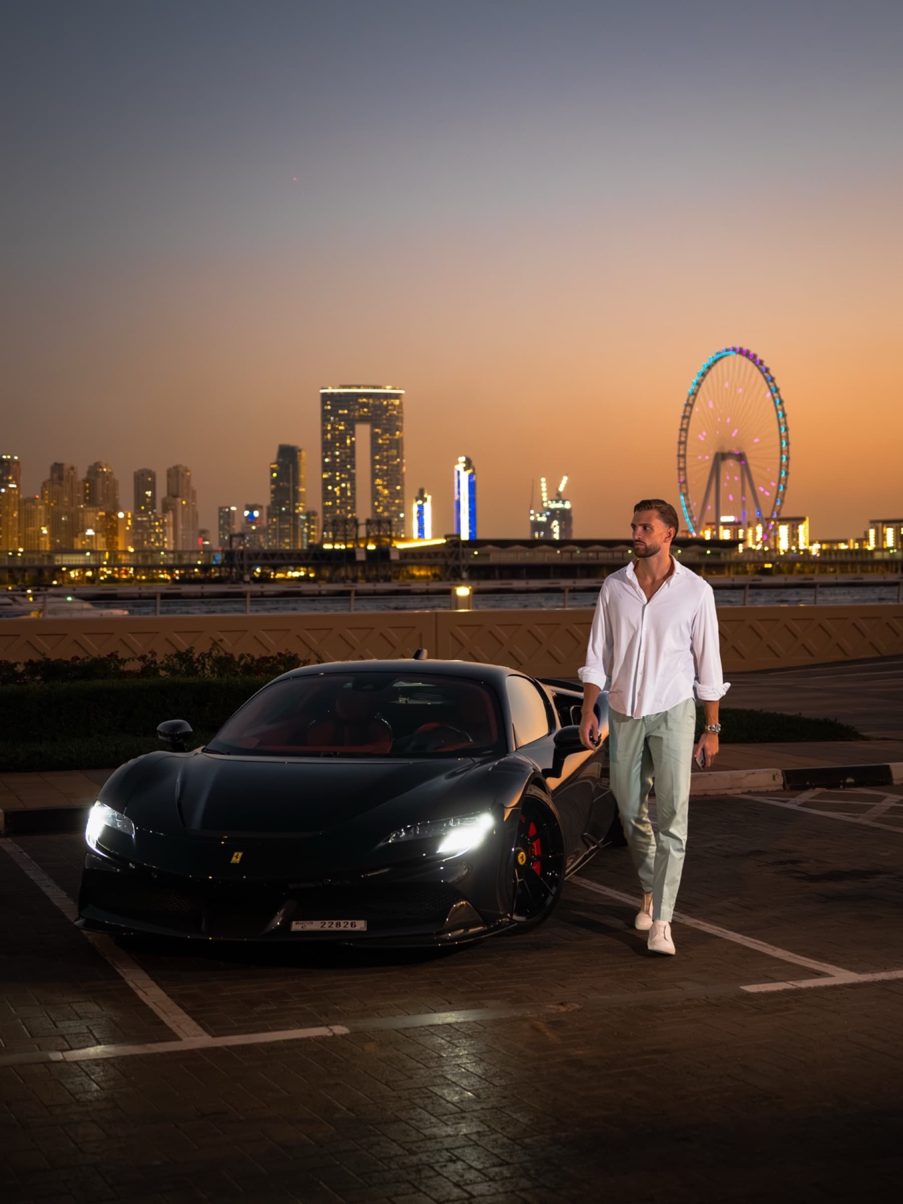 Kilian Kropiunik with his supercar at Ain Dubai, shot by Lubo Stoev