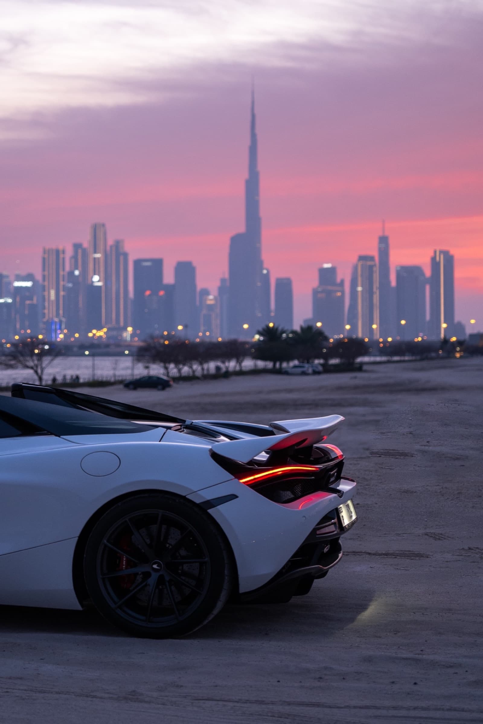 720S rear, Burj Khalifa pink hour