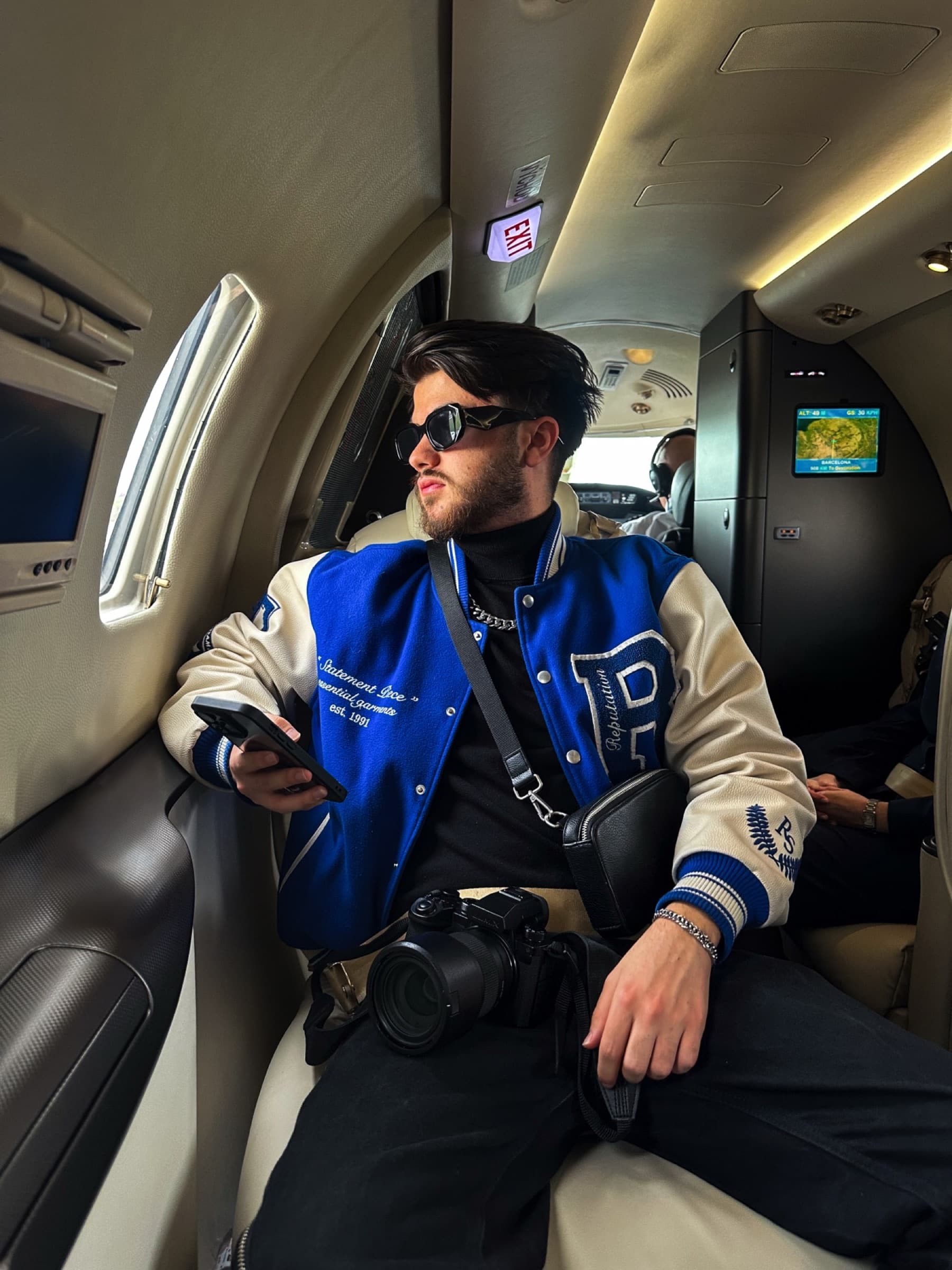 Lubo Stoev on a private jet with his camera
